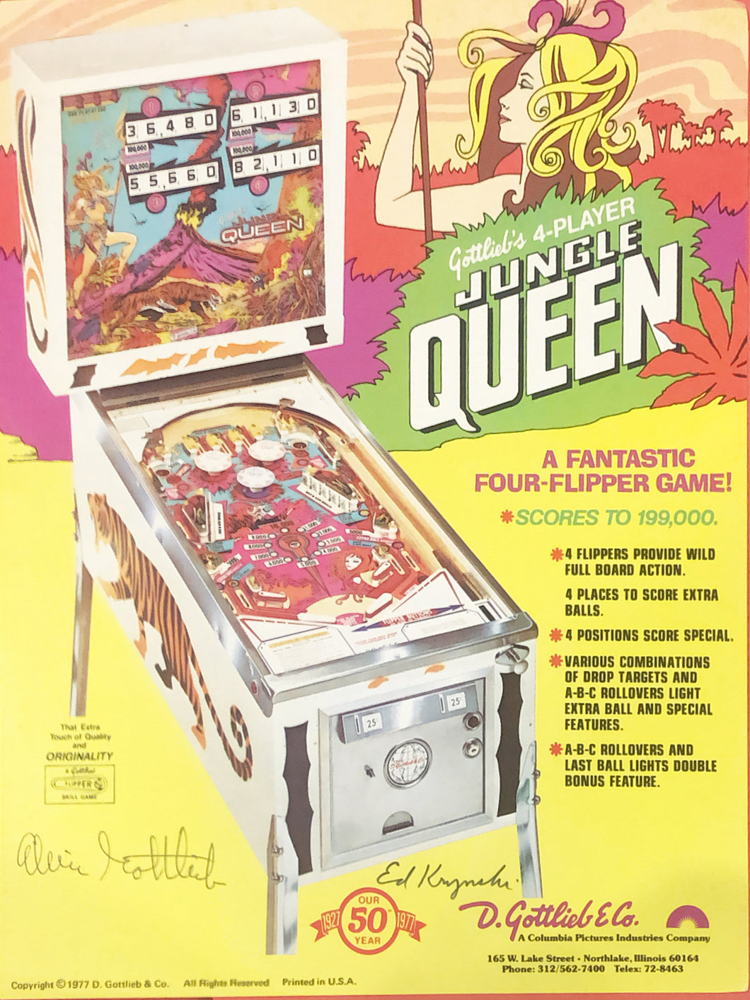 Gottlieb's Jungle Queen Pinball Flyer