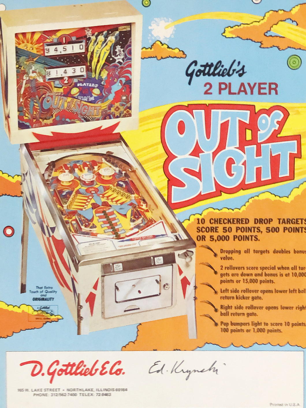 Gottlieb's Out Of Sight Signed