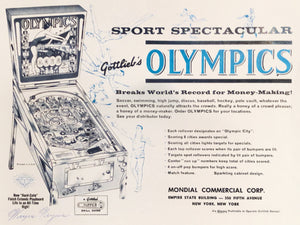 Gottlieb's Olympics Pinball Flyer Signed