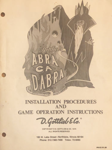 Abra Da Cabra Complete Pinball Manual