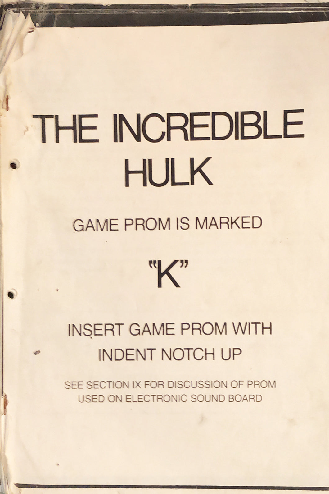 The Incredible Hulk Pinball Manual Only